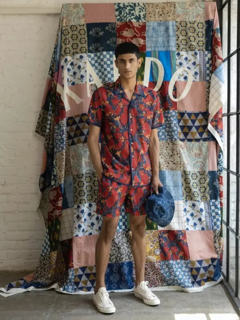 Kardo Lamar Hand Block Print Camp Collar Tipped Shirt - S - Picture 4 of 4